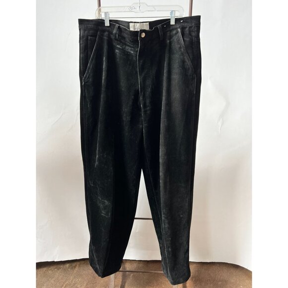 Black faux suede Pants By Virgola Uomo 40 100% Polyester Made In Korea - Picture 16 of 16